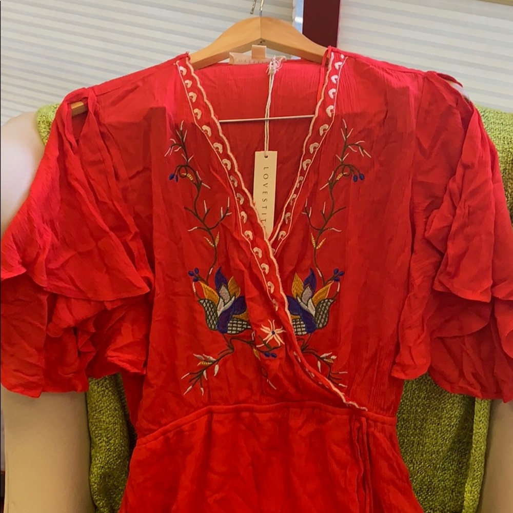 Red, long Maxi dress